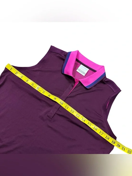 Nike Golf Dri Fit Purple Sleeveless Polo Blouse Top Size Large Pickleball Tennis - Picture 8 of 8